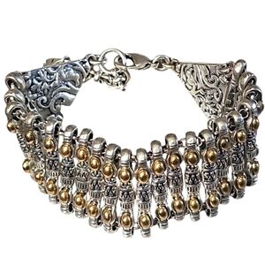 Lucky Brand Two-Tone Silver and Gold Statement Link Bracelet